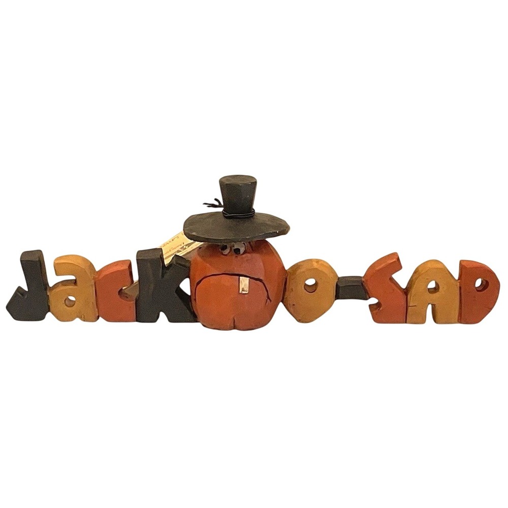 Blossom Bucket Halloween Jack O Sad Jackolantern Pumpkin Figurine B. Lloyd RARE